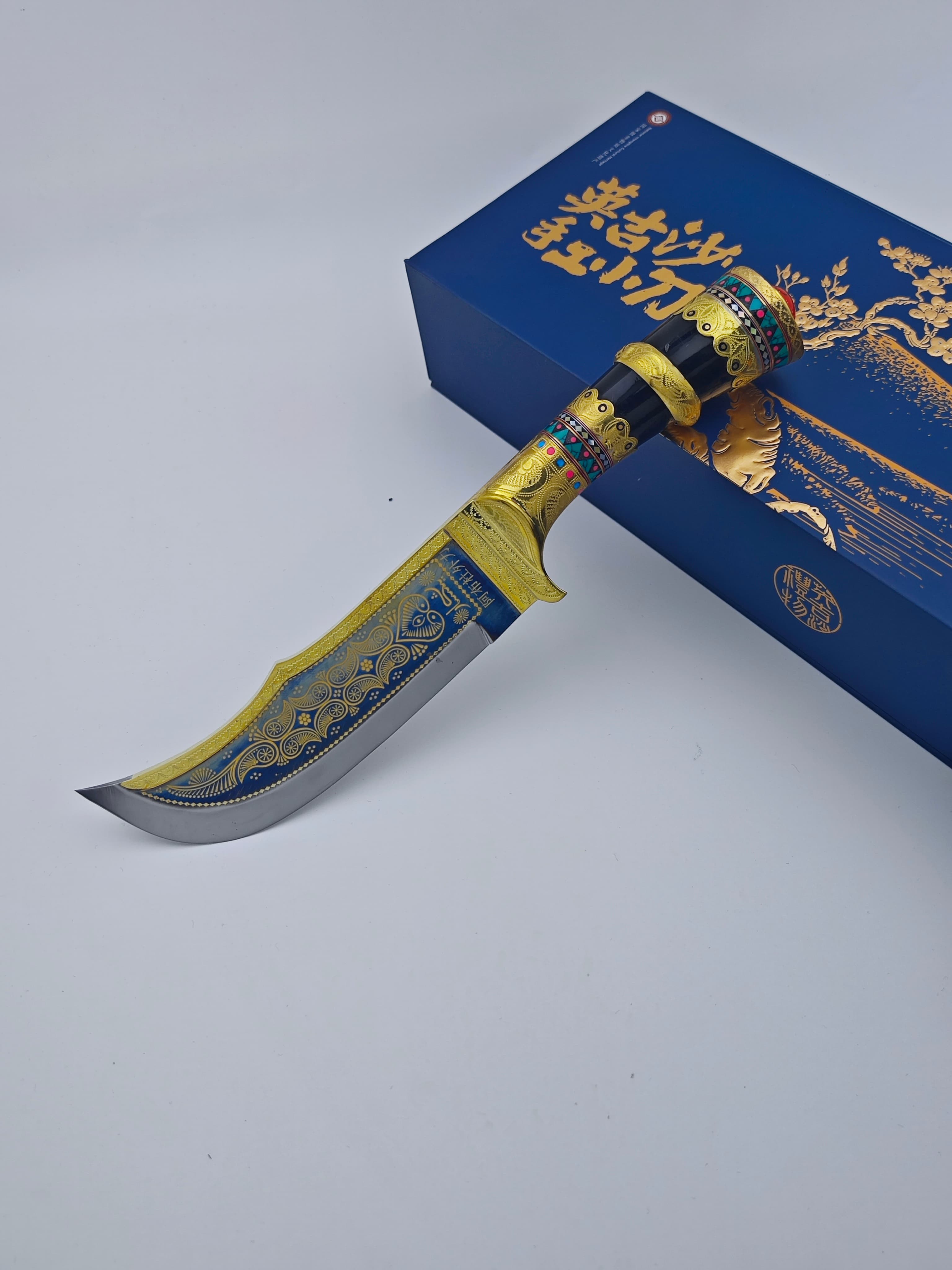 黑檀柄镶铜英吉沙小刀
